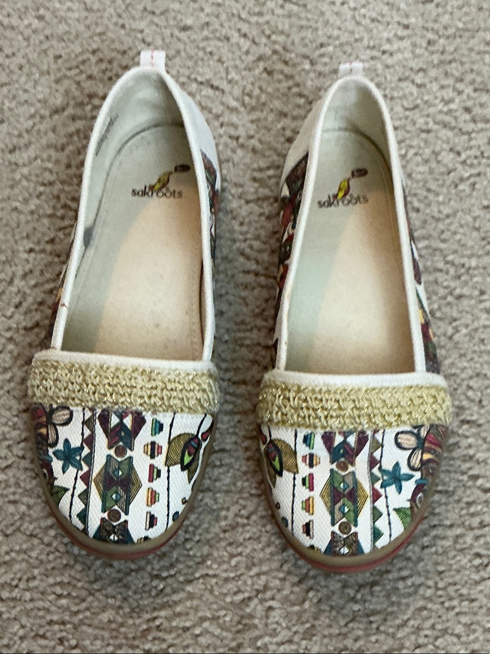Sakroots Kids Tribal Print Slip-On Shoes in Cream, Green, Blue, Purple